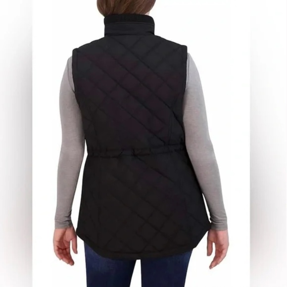 Nautica blak quilted zip up long vest, S - Picture 2 of 7